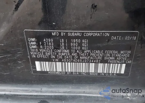 2018 Subaru Impreza 2.0I Premium from USA, damaged, VIN 4S3GTAD65J3734482